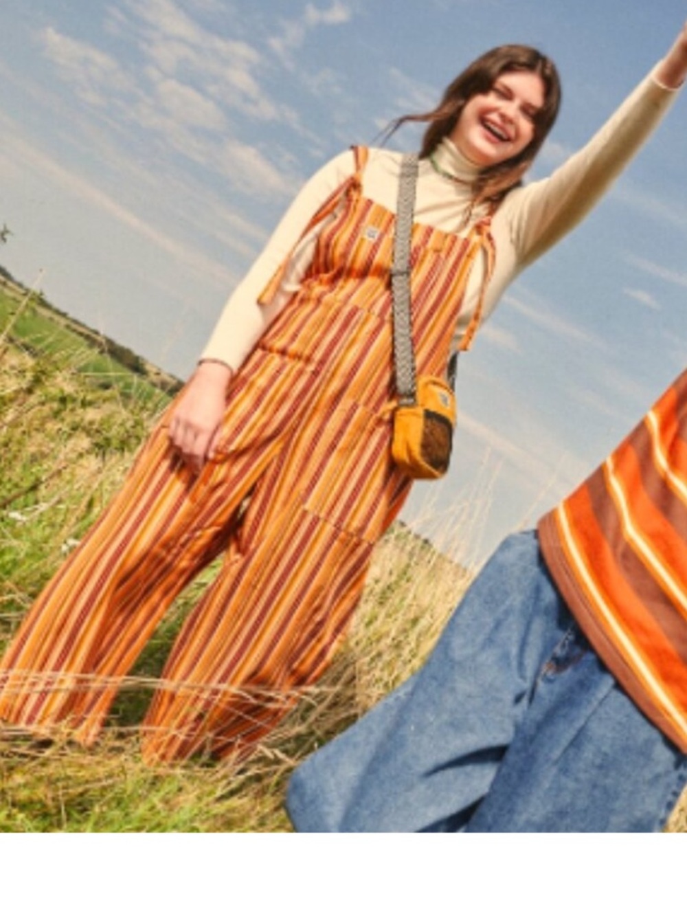 Lucy & Yak Jenny Cropped Wide Leg Dungarees Jumpsuit UK10 US6